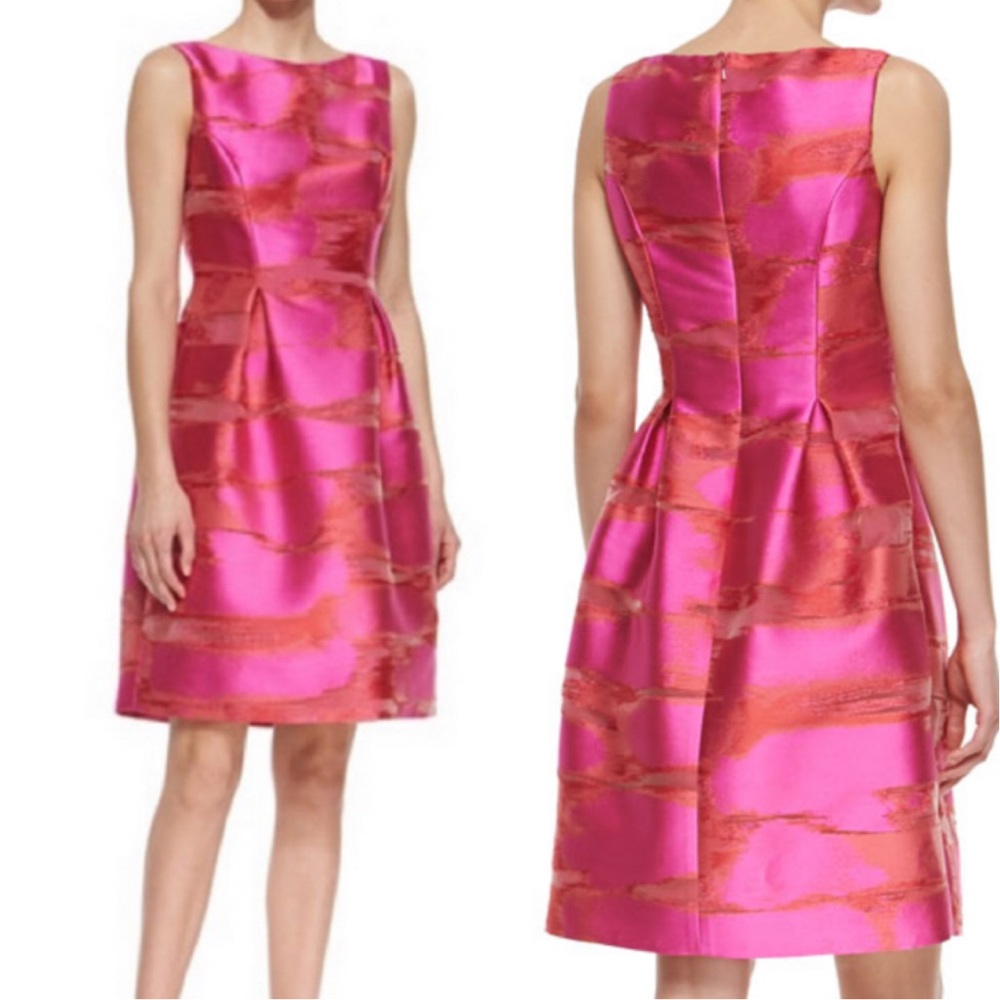 LELA ROSE Metallic Space Dyed Full Skirt Dress Sunset Pink Size 16